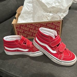 Size 13 kids Red&White Sk8-Mid Vans